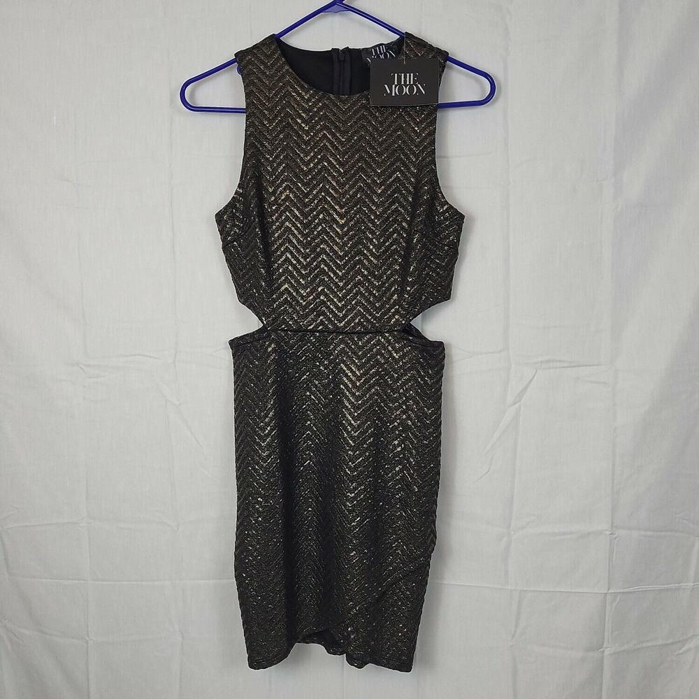 The Moon Womens Brown Black‎ Sleeveless Round Neck Sheath Dress Size Small